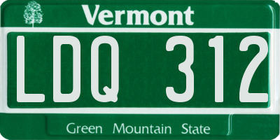 VT license plate LDQ312