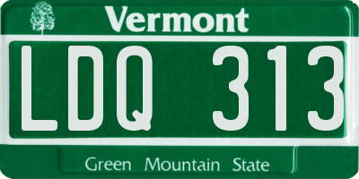 VT license plate LDQ313