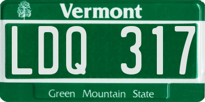 VT license plate LDQ317
