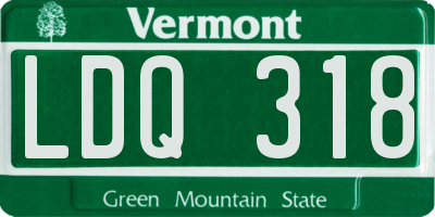 VT license plate LDQ318