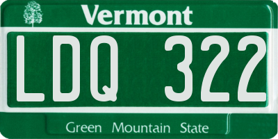 VT license plate LDQ322