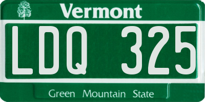 VT license plate LDQ325
