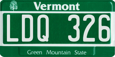 VT license plate LDQ326