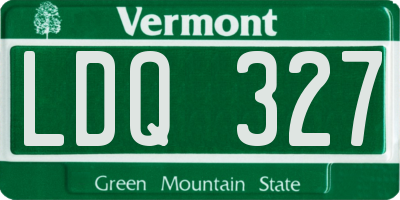 VT license plate LDQ327