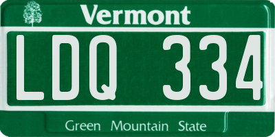 VT license plate LDQ334