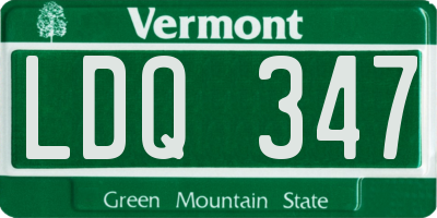 VT license plate LDQ347
