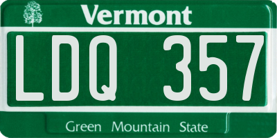 VT license plate LDQ357
