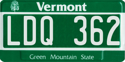 VT license plate LDQ362