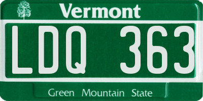 VT license plate LDQ363