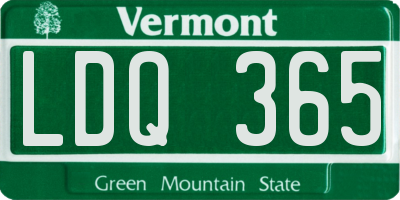 VT license plate LDQ365