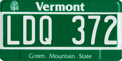 VT license plate LDQ372