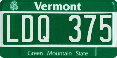 VT license plate LDQ375