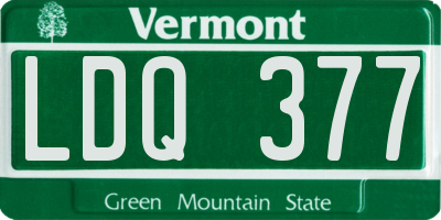 VT license plate LDQ377