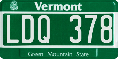 VT license plate LDQ378