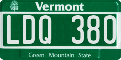 VT license plate LDQ380