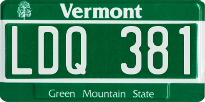 VT license plate LDQ381