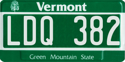 VT license plate LDQ382