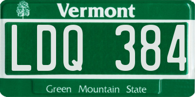 VT license plate LDQ384