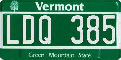 VT license plate LDQ385