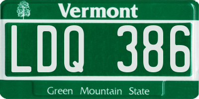 VT license plate LDQ386