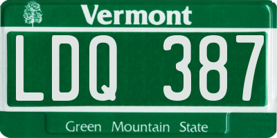 VT license plate LDQ387