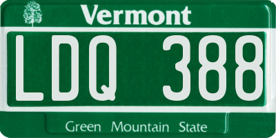VT license plate LDQ388