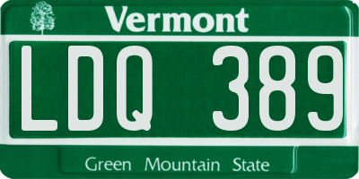 VT license plate LDQ389