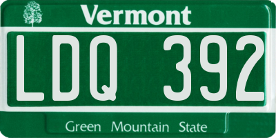 VT license plate LDQ392