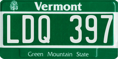 VT license plate LDQ397
