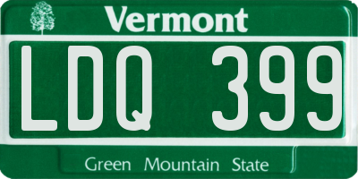VT license plate LDQ399