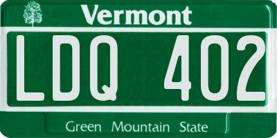 VT license plate LDQ402