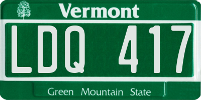 VT license plate LDQ417