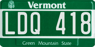 VT license plate LDQ418