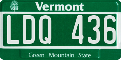VT license plate LDQ436