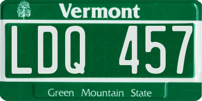 VT license plate LDQ457