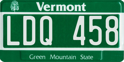 VT license plate LDQ458