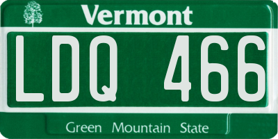 VT license plate LDQ466