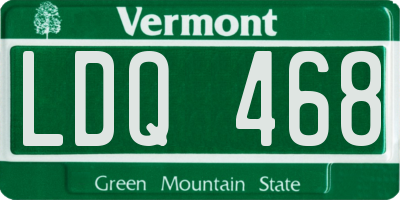 VT license plate LDQ468