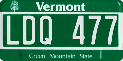 VT license plate LDQ477