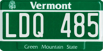 VT license plate LDQ485