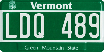 VT license plate LDQ489