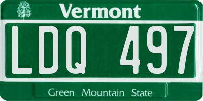 VT license plate LDQ497