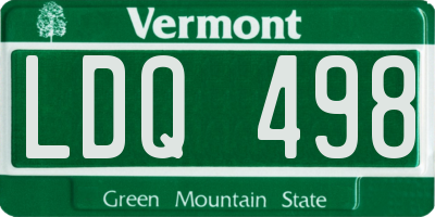 VT license plate LDQ498