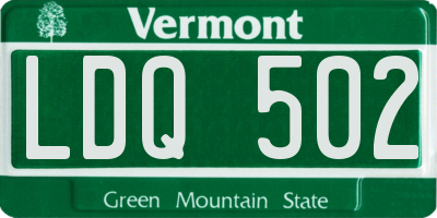 VT license plate LDQ502