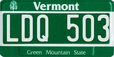 VT license plate LDQ503