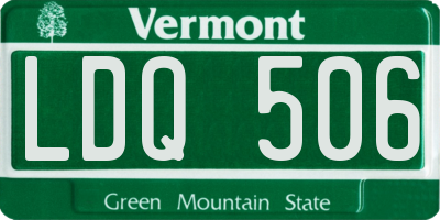 VT license plate LDQ506