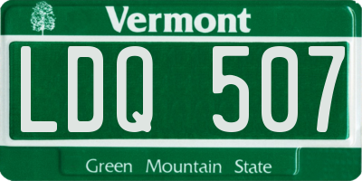 VT license plate LDQ507