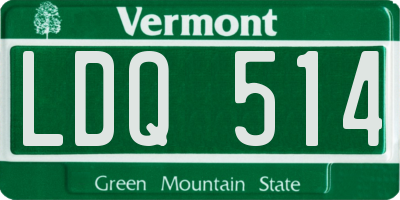 VT license plate LDQ514