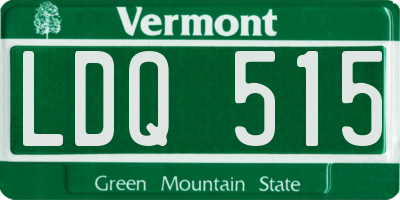VT license plate LDQ515