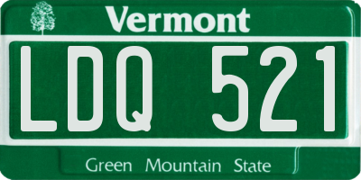 VT license plate LDQ521